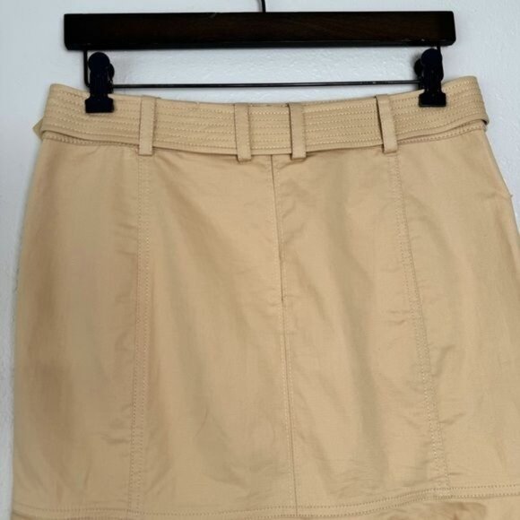 Tory Burch khaki pocket ruffle flare hem belted Dacey skirt 4 - Picture 7 of 11